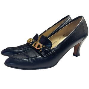 Salvatore Ferragamo‎ Florence Pointed Gold Gancini Horse Bit Pumps 8 1/2 2A VTG